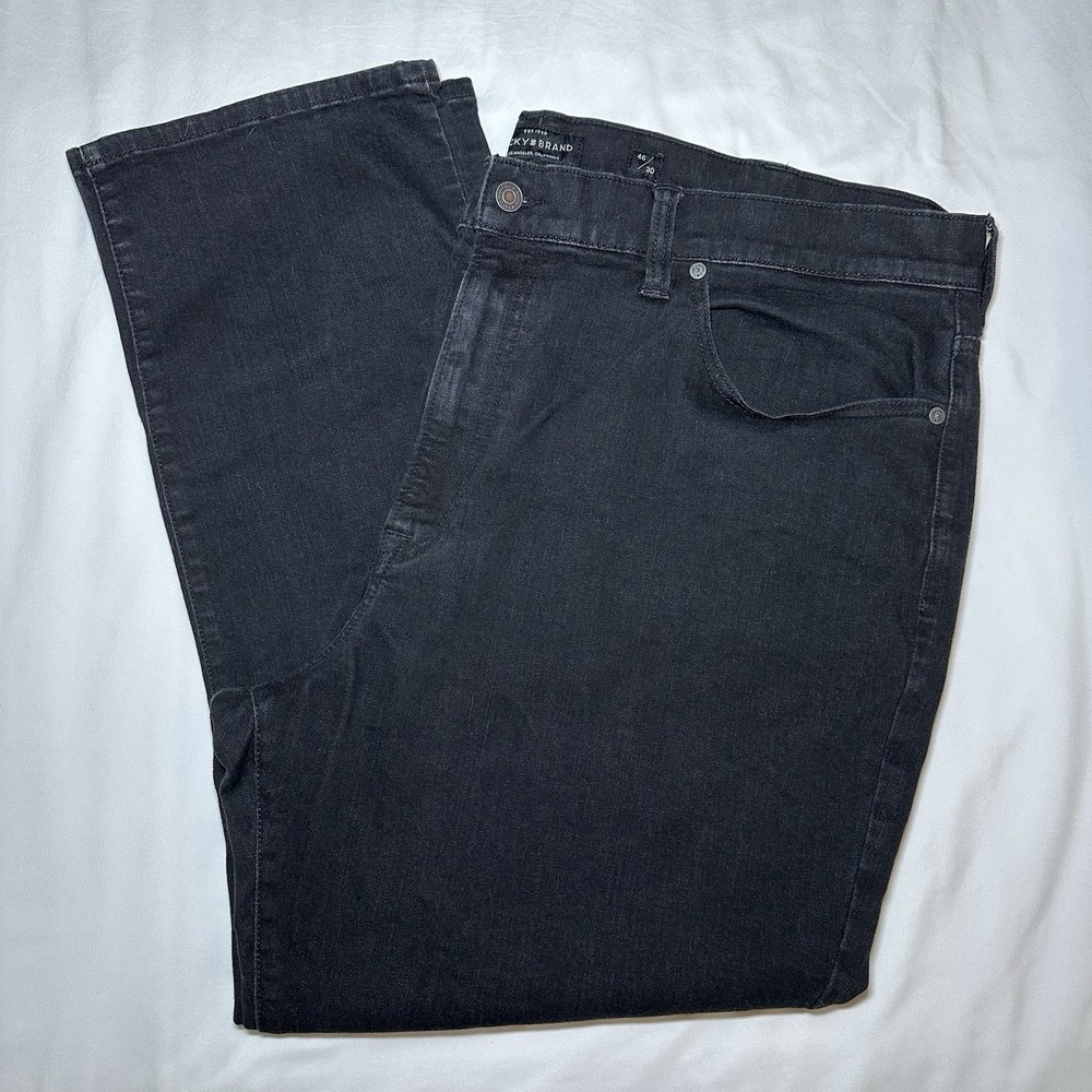 Lucky Brand Mens Athletic Fit Jeans 46x30 Black Denim 5-Pocket